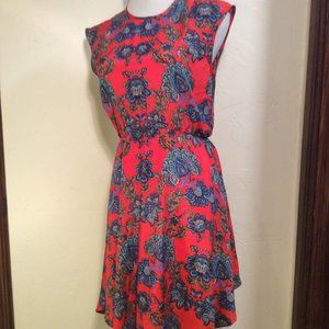 Collective Concepts Katelynn Red Blue Floral Dress Womens